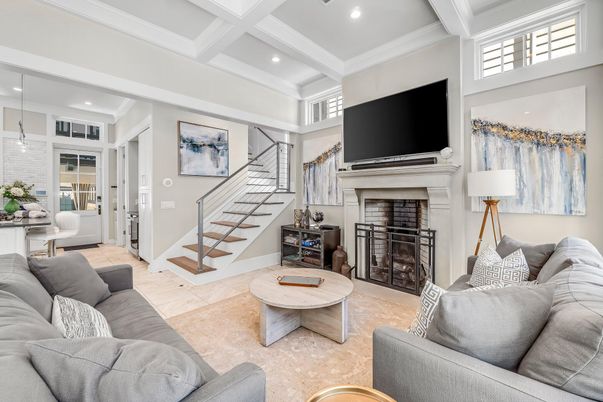 Fireplace, Interior, Living room, Pendant Lights, Recessed Lighting