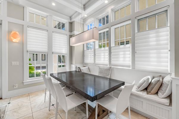 Dining room, Interior, Marble, Pendant Lights, Recessed Lighting