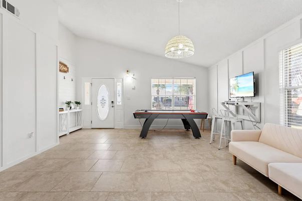 Billiard Table, Game Room, Interior, Pendant Lights