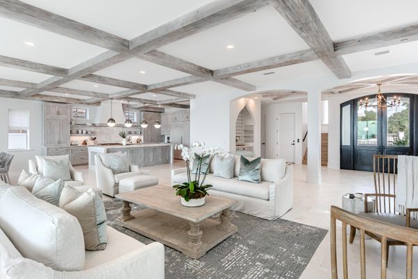 Interior, Kitchen, Living room, Pendant Lights, Recessed Lighting, Stainless Steel Appliances, Wooden Beams