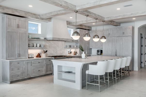 Interior, Kitchen, Pendant Lights, Recessed Lighting, Stainless Steel Appliances, Wooden Beams