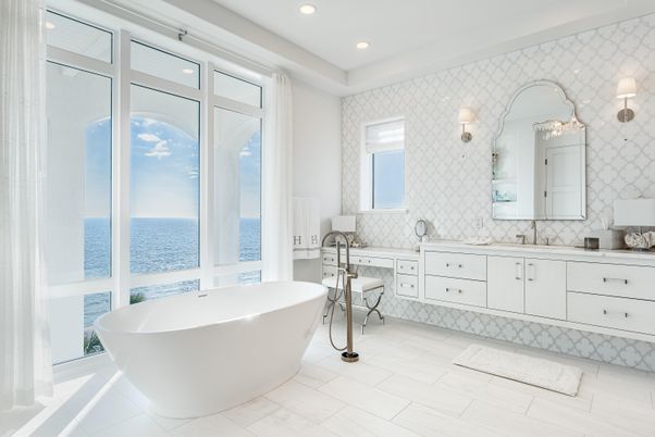 Bathroom, Dual Sink Vanities, Free Standing Baths, Interior, Recessed Lighting, Water