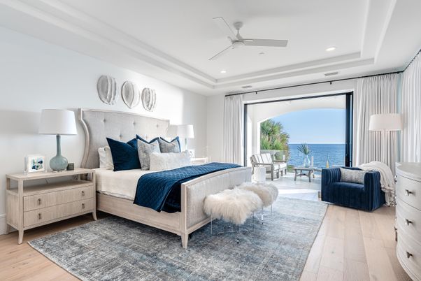 Bedroom, Interior, Recessed Lighting, Water, Wood Texture Flooring