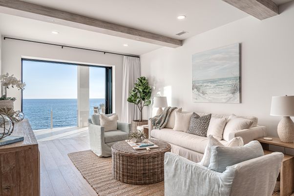 Interior, Living room, Recessed Lighting, Water, Wooden Beams
