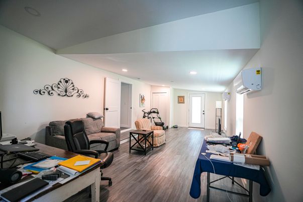 Home Office, Interior, Recessed Lighting, Wood Texture Flooring