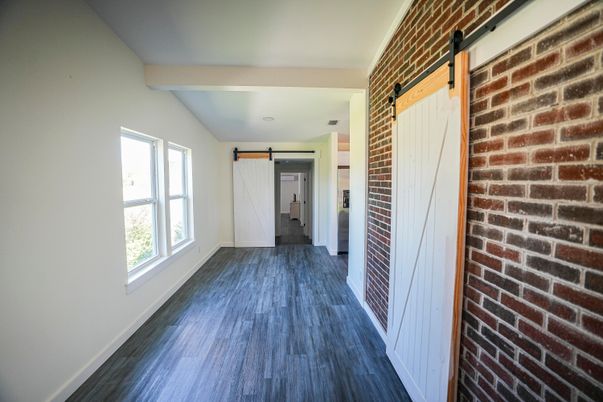 Empty room, Interior, Stone Walls, Wood Texture Flooring