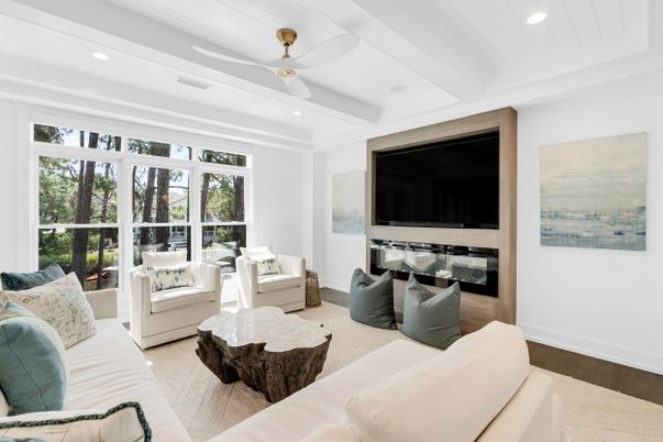 Interior, Living room, Recessed Lighting, Wood Texture Flooring