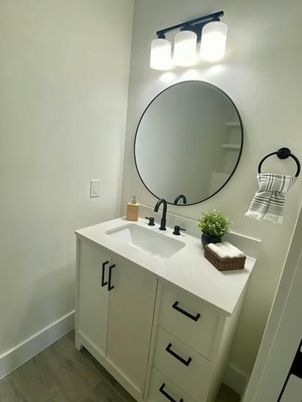 Bathroom, Dual Sink Vanities, Interior, Wood Texture Flooring