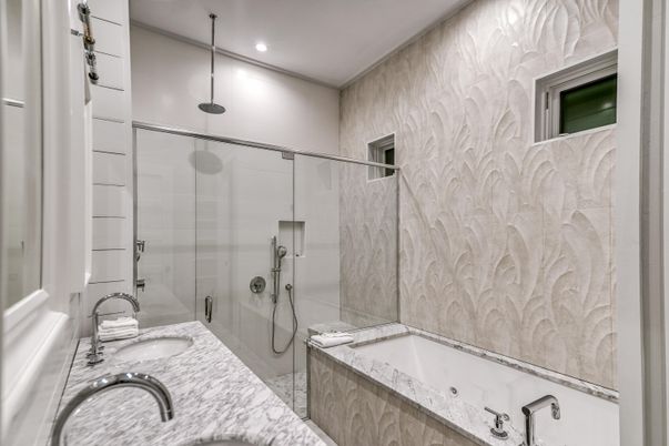 Bathroom, Glass Shower, Interior, Recessed Lighting