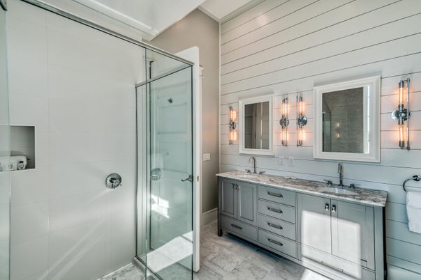 Bathroom, Dual Sink Vanities, Glass Shower, Interior
