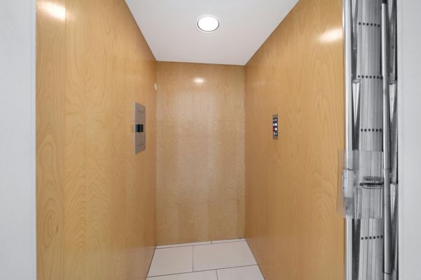 Elevator, Interior, Recessed Lighting, Wooden Walls