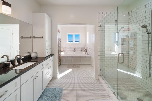 Bathroom, Dual Sink Vanities, Glass Shower, Interior