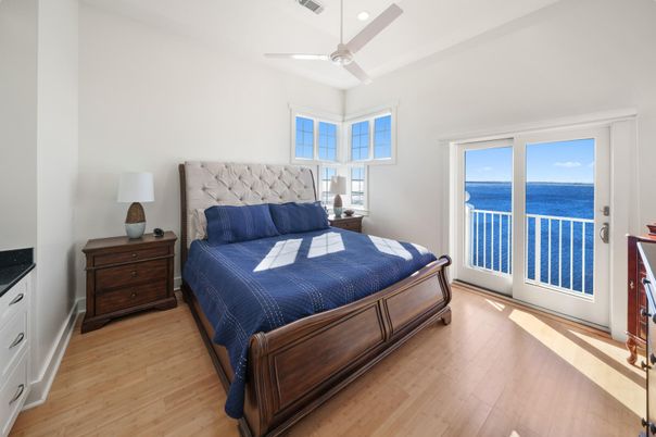 Bedroom, Interior, Recessed Lighting, Water, Wood Texture Flooring