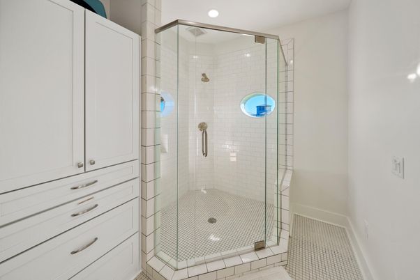 Bathroom, Glass Shower, Interior, Recessed Lighting