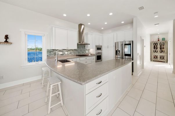 Interior, Kitchen, Recessed Lighting, Stainless Steel Appliances, Water