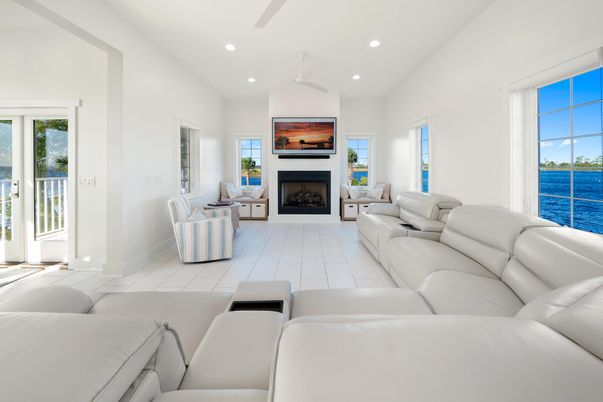 Fireplace, Interior, Living room, Recessed Lighting, Water