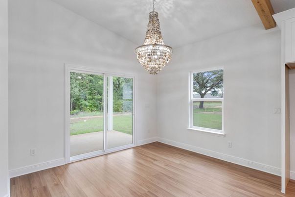 Chandelier, Empty room, Interior, Wooden Beams, Wood Texture Flooring
