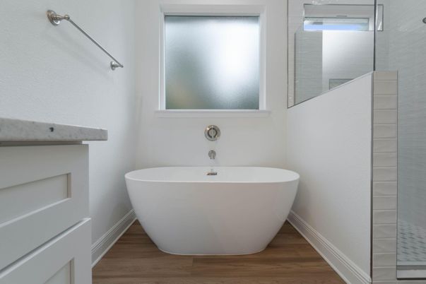 Bathroom, Free Standing Baths, Interior, Wood Texture Flooring