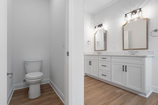 Bathroom, Dual Sink Vanities, Interior, Wood Texture Flooring
