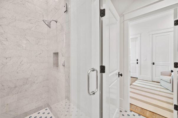 Bathroom, Glass Shower, Interior, Marble Walls