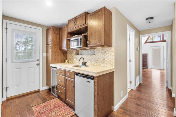 Interior, Kitchen, Recessed Lighting, Wood Texture Flooring