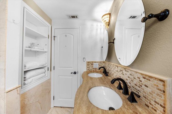 Bathroom, Dual Sink Vanities, Interior, Stone Walls
