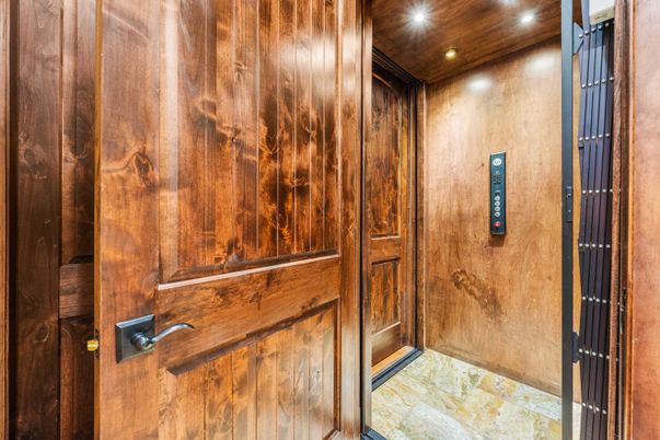 Elevator, Interior, Recessed Lighting, Wooden Ceilings, Wooden Walls