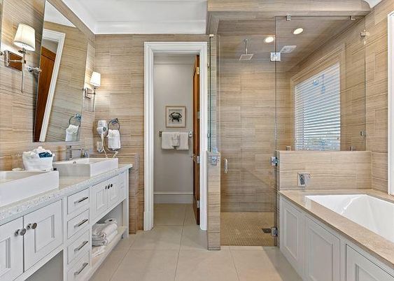 Bathroom, Dual Sink Vanities, Glass Shower, Interior, Recessed Lighting