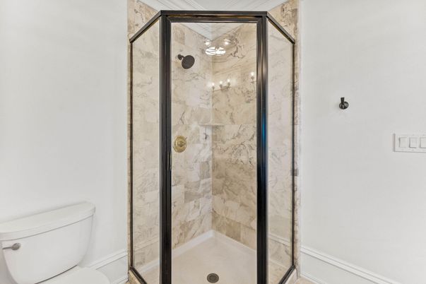 Bathroom, Glass Shower, Interior, Marble Walls