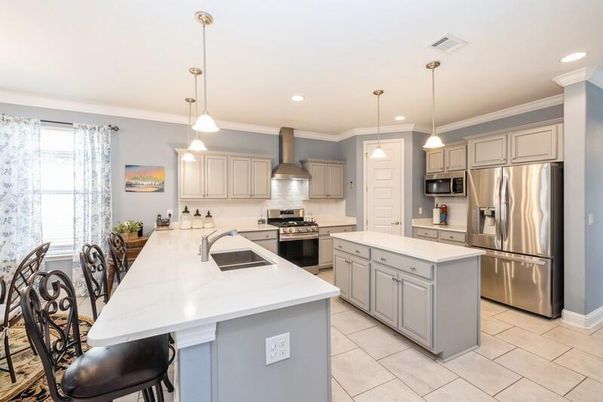 Interior, Kitchen, Pendant Lights, Recessed Lighting, Stainless Steel Appliances