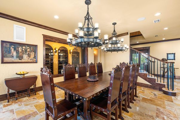 Chandelier, Dining room, Interior, Recessed Lighting