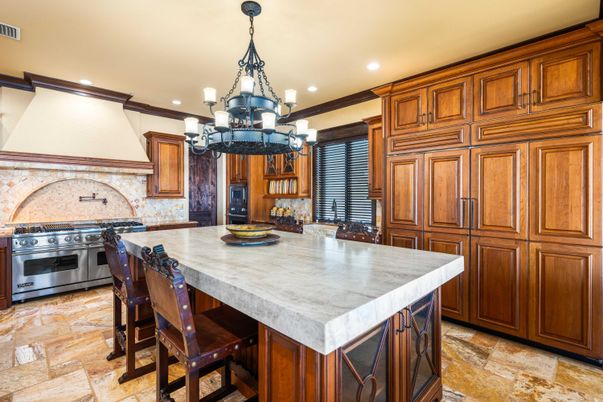 Chandelier, Interior, Kitchen, Pendant Lights, Recessed Lighting, Stainless Steel Appliances