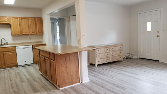 Interior, Kitchen, Recessed Lighting, Wood Texture Flooring