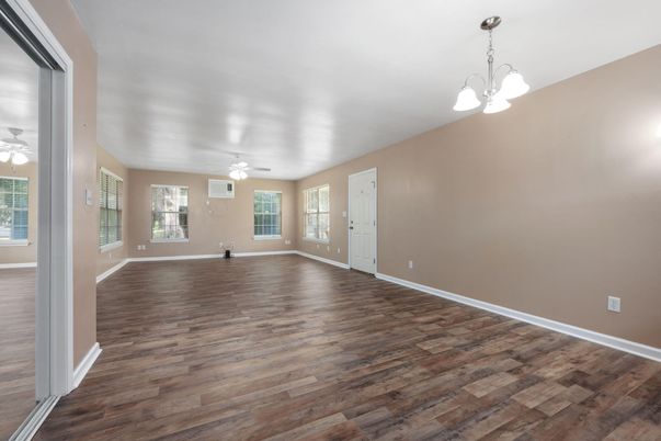 Empty room, Interior, Pendant Lights, Wood Texture Flooring