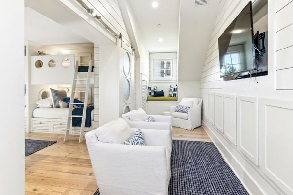 Bedroom, Interior, Living room, Recessed Lighting, Wood Texture Flooring