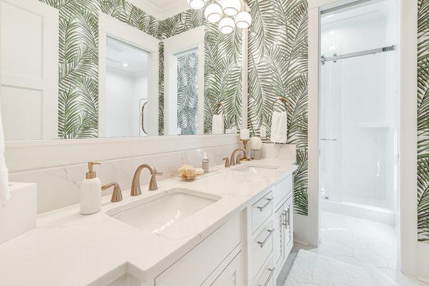 Bathroom, Dual Sink Vanities, Interior, Marble, Recessed Lighting