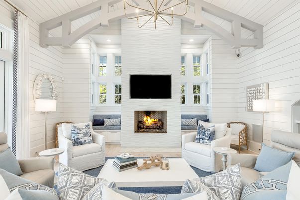 Fireplace, Interior, Living room, Pendant Lights, Recessed Lighting