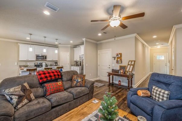Interior, Kitchen, Living room, Pendant Lights, Recessed Lighting, Stainless Steel Appliances, Wood Texture Flooring