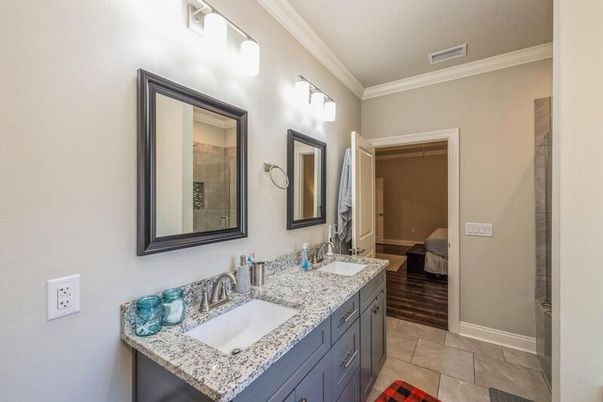 Bathroom, Bedroom, Dual Sink Vanities, Interior, Wood Texture Flooring