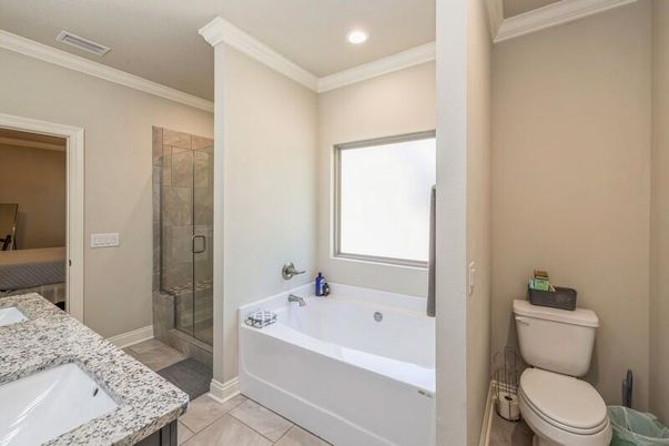 Bathroom, Glass Shower, Interior, Recessed Lighting