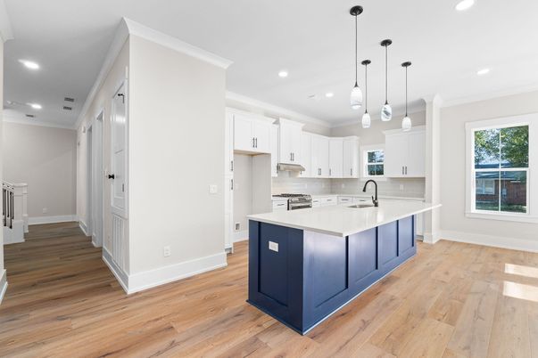 Interior, Kitchen, Pendant Lights, Recessed Lighting, Wood Texture Flooring
