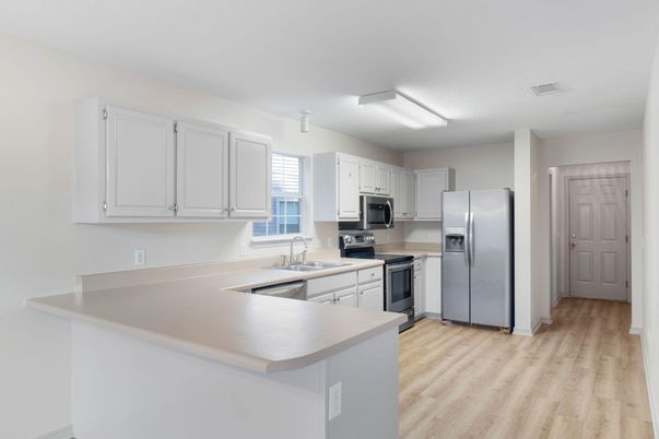 Interior, Kitchen, Stainless Steel Appliances, Wood Texture Flooring