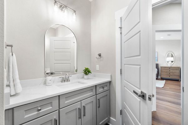 Bathroom, Dual Sink Vanities, Interior, Wood Texture Flooring