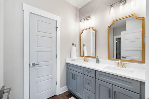 Bathroom, Dual Sink Vanities, Interior, Wood Texture Flooring