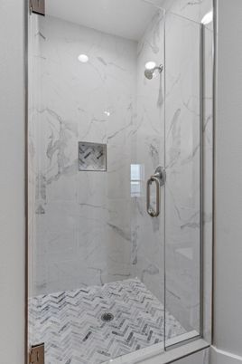 Bathroom, Glass Shower, Interior, Marble Walls