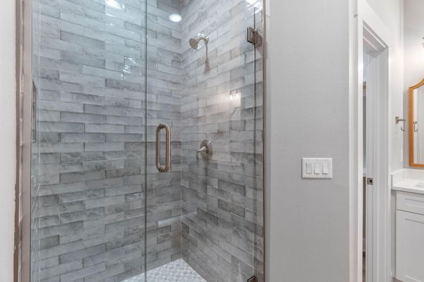 Bathroom, Glass Shower, Interior, Stone Walls
