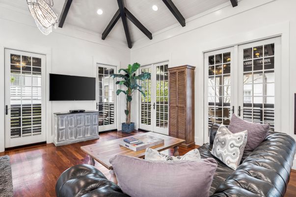 Interior, Living room, Recessed Lighting, Wooden Beams, Wood Texture Flooring