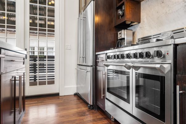 Interior, Kitchen, Stainless Steel Appliances, Wood Texture Flooring