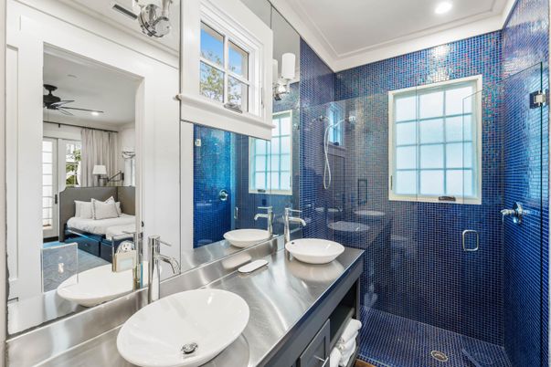 Bathroom, Bedroom, Dual Sink Vanities, Glass Shower, Interior, Recessed Lighting