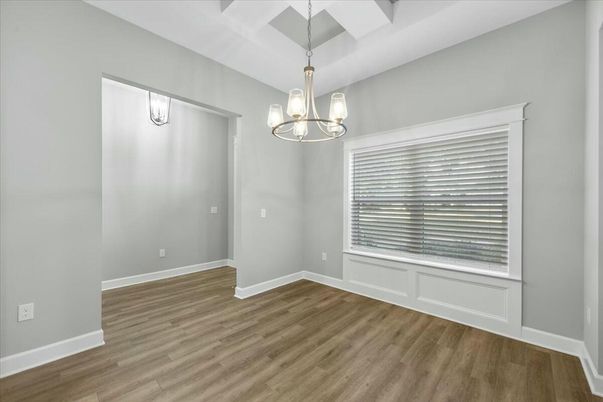 Empty room, Interior, Pendant Lights, Wood Texture Flooring